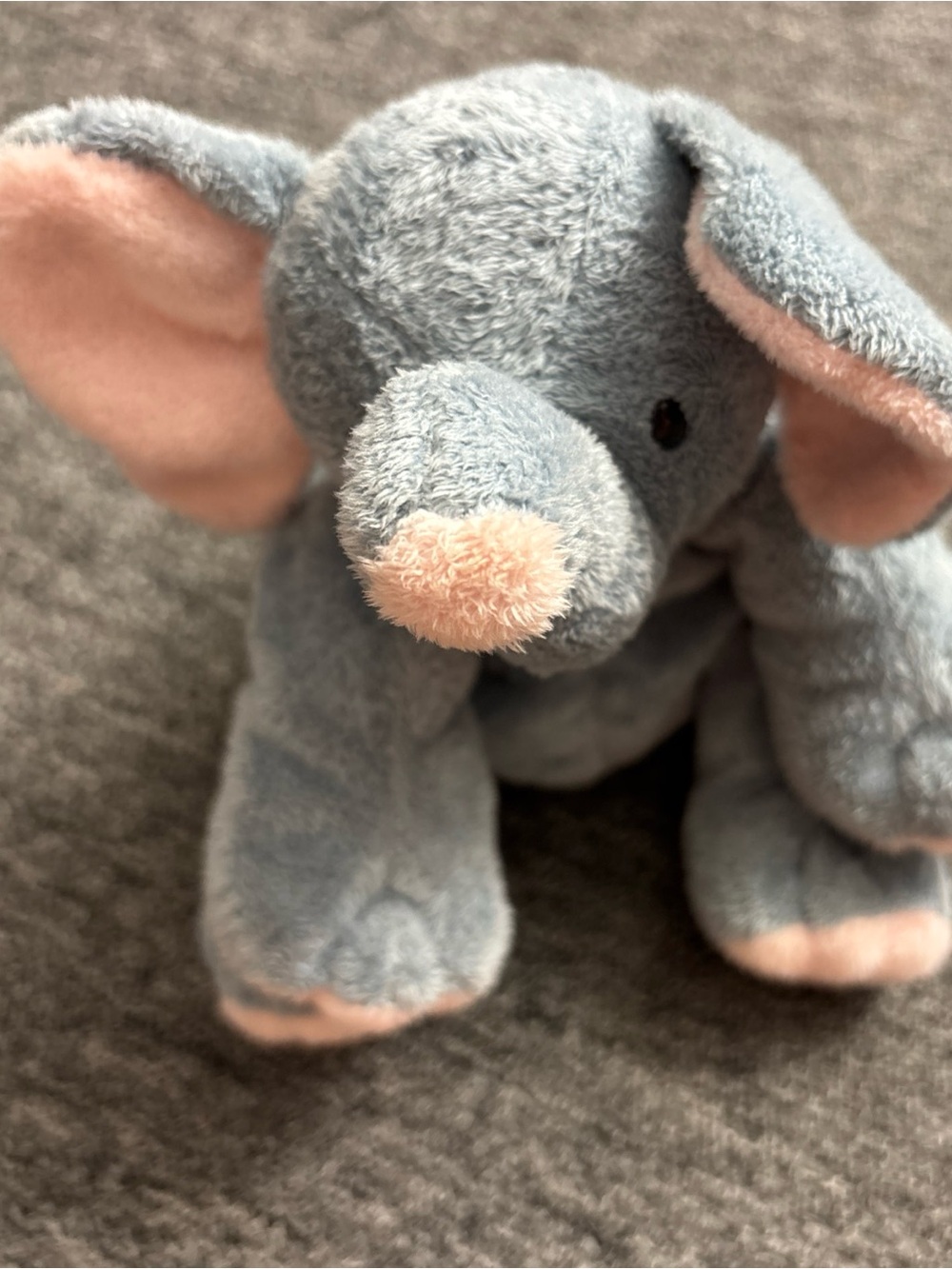 Ty Pluffies Winks Elephant Gray Plush Stuffed Animal Tylux 7"  W/ Plastic Eyes